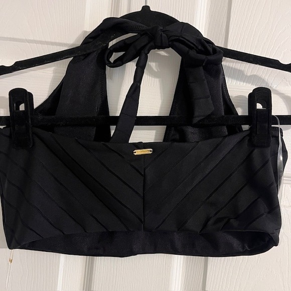 Beach Bunny Halter Top Black Striped Sleeveless Swim Top XL‎ - Picture 2 of 7